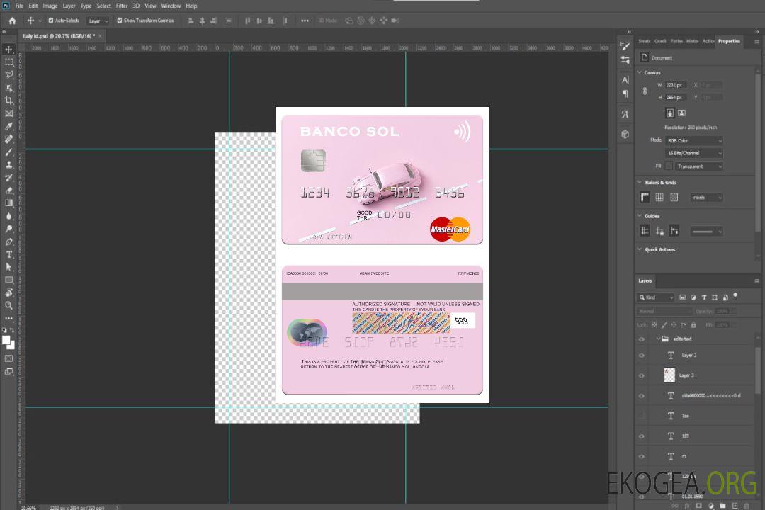 Carte Mastercard Banco Sol d'Angola template Carte Mastercard Banco Sol d'Angola template